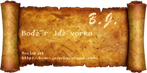 Boár Jávorka névjegykártya